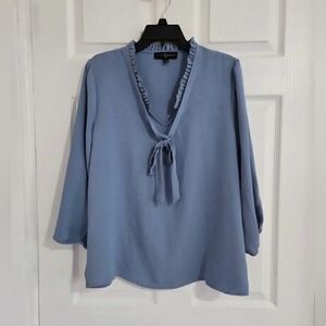 Fred David Soft Silky Blouse Women's Size Medium Sailor Style